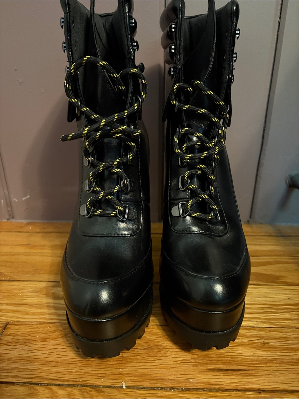 Jessica Simpson Black Platform Lace-Up Block Heel Ankle Boots - Picture 2 of 7